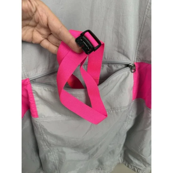 Vintage Nike Vaporwave Pink Windbreaker Retro 90's Packable Pouch Strap Jacket
